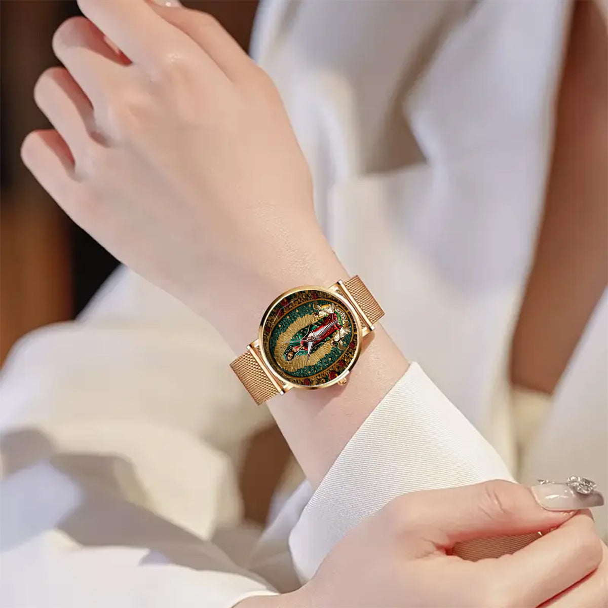 Our Lady Of Guadalupe - Personalized Christian Women Hand Watch