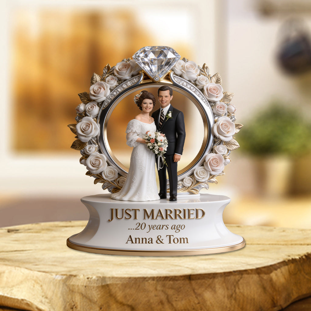 Just Married, Funny And Sentimental Anniversary Gift For Partner - Personalized Couple Custom Shaped Acrylic Plaque