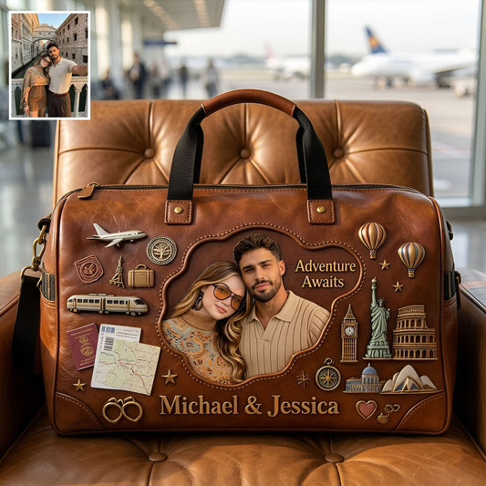 Adventure Awaits - Personalized Couple Duffle Bag