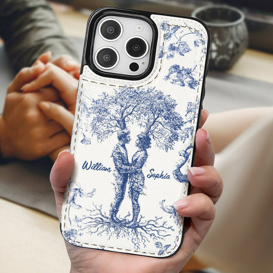 Étui portefeuille pliable personnalisé pour couple, style Toile de Jouy, cadeau d'anniversaire « You & Me We Got This » -