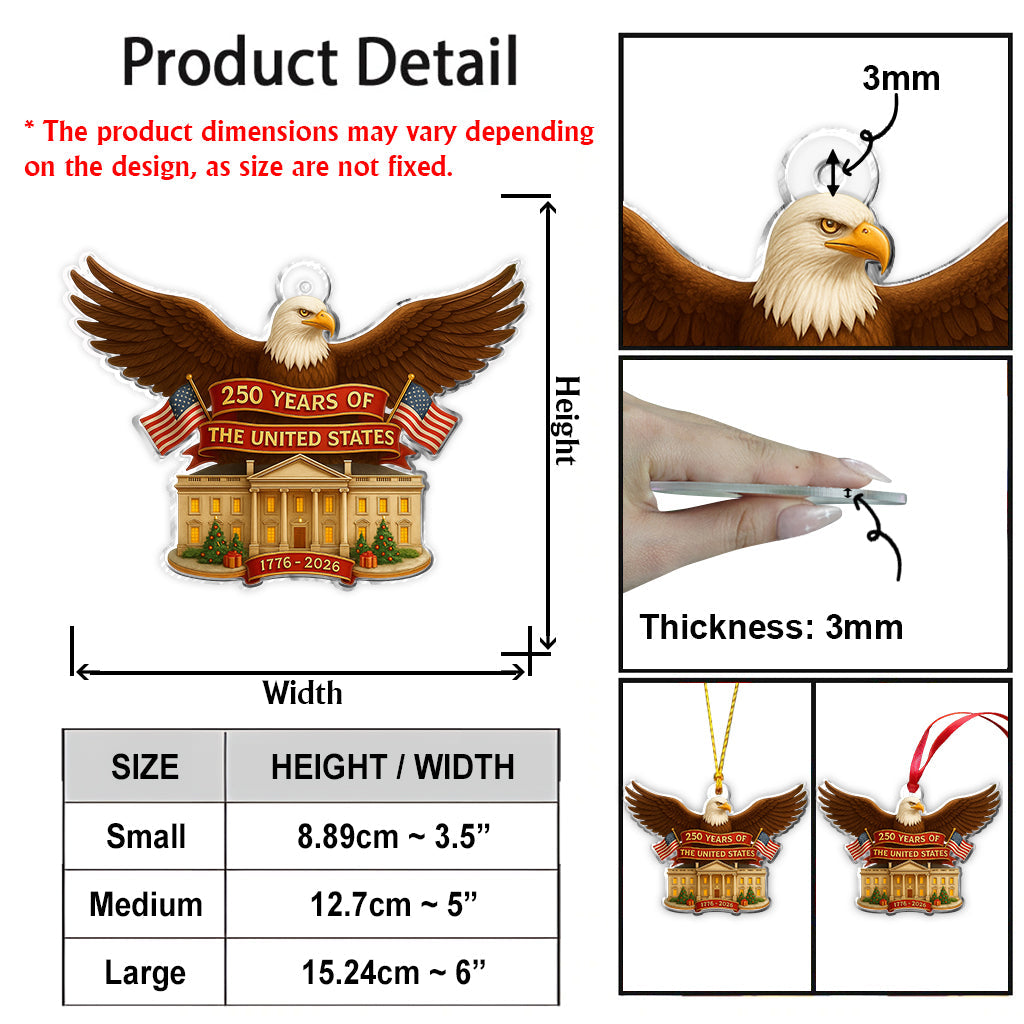 Aigle commémorant les 250 ans des États-Unis - Ornement personnalisé Aigle à tête blanche