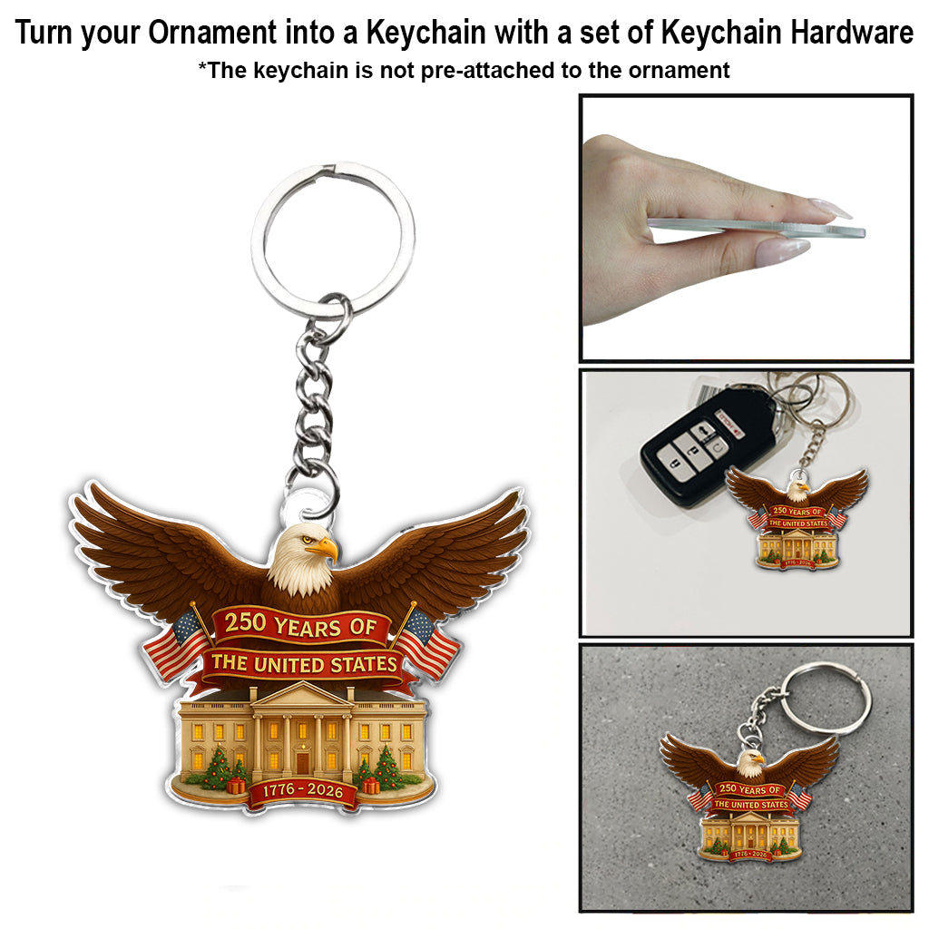 Aigle commémorant les 250 ans des États-Unis - Ornement personnalisé Aigle à tête blanche