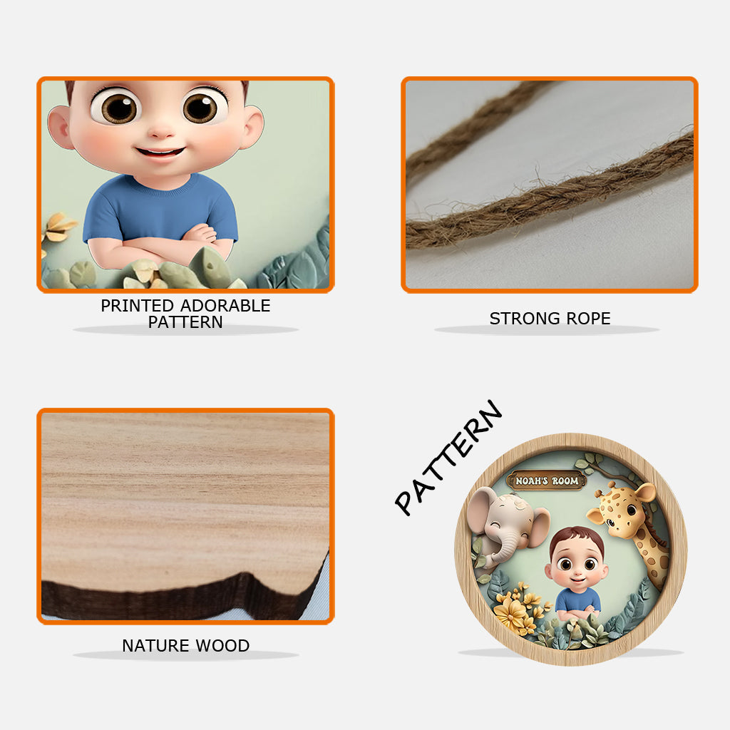 Cute Kid Room Door Sign - Personalized Kid Custom Shaped Wood Sign