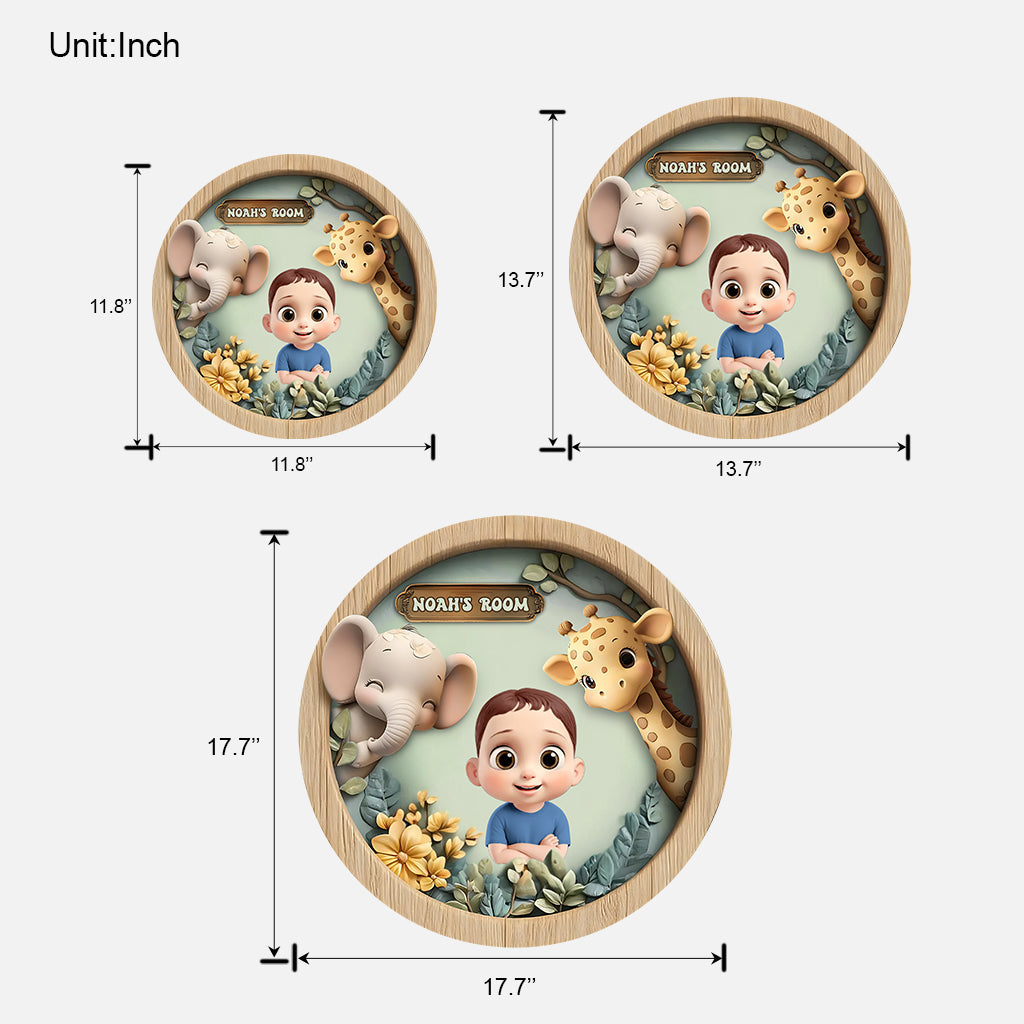 Cute Kid Room Door Sign - Personalized Kid Custom Shaped Wood Sign