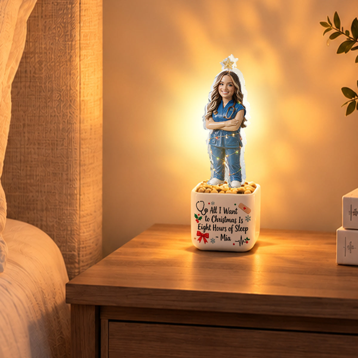 Merry Little Shift Change - Personalized Nurse LED Light Ceramic Pot