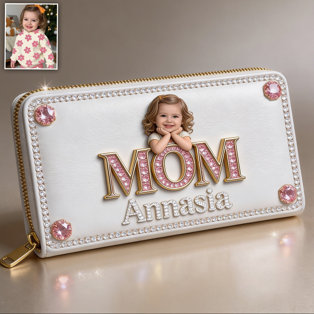 Cadeau de la fête des mères, personnalisé à partir de n'importe quelle photo - Portefeuille en cuir personnalisé pour mère