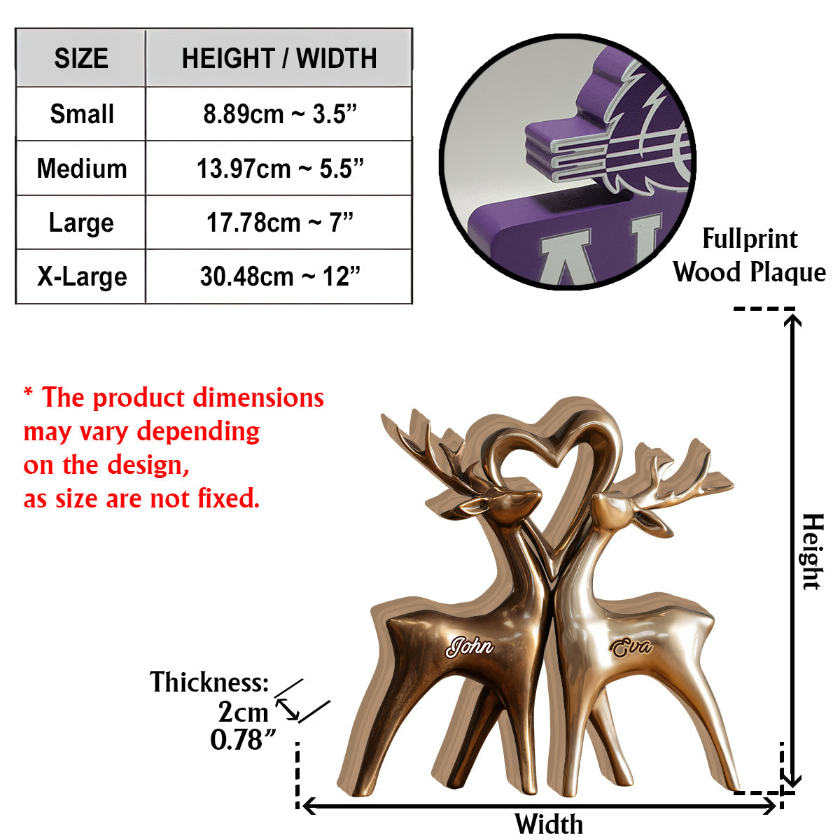 Anniversary Gifts Couple Deer - Personalized Couple Custom Shaped Wood Plaque