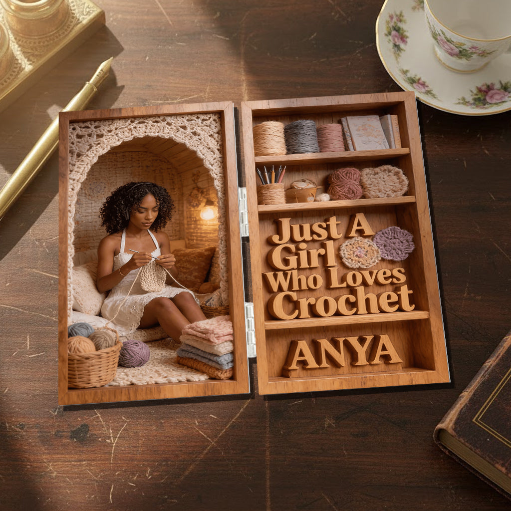 Just A Girl Who Loves Crocheting - Personalized Crocheting Acrylic Diptych