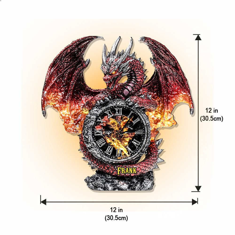 La Magie du Dragon - Horloge murale lumineuse LED Dragon personnalisée