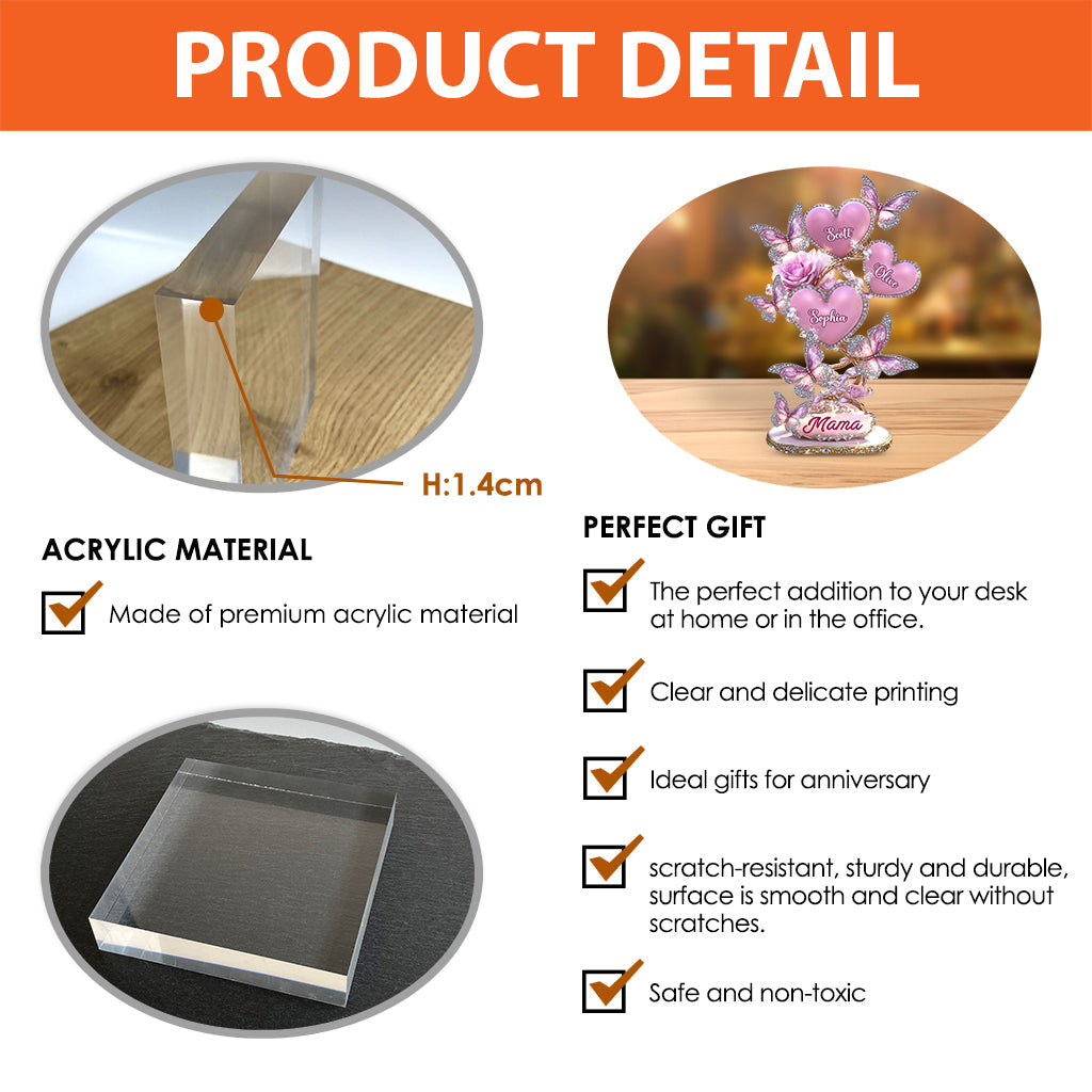 Cadeau pour maman ou grand-mère : Plaque acrylique personnalisée en forme de mère