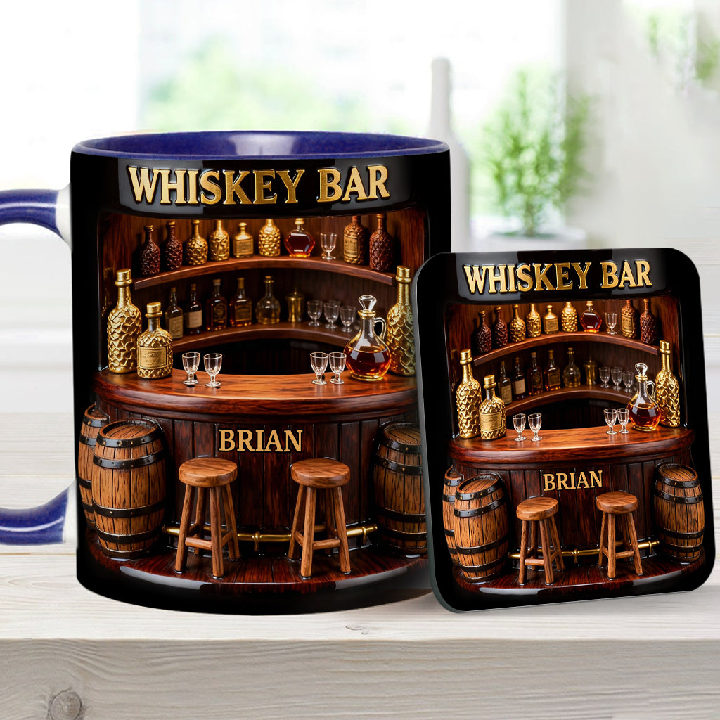 Bar à whisky - Mug et sous-verre personnalisés