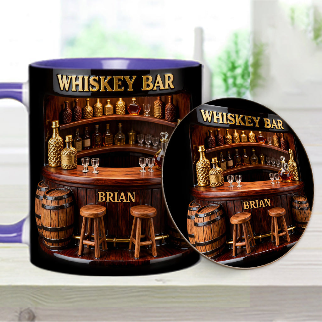 Bar à whisky - Mug et sous-verre personnalisés