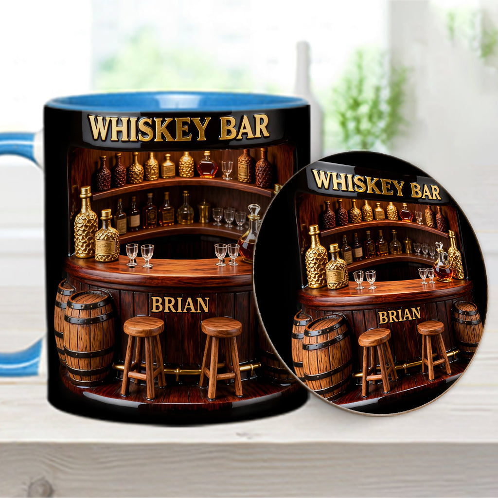 Bar à whisky - Mug et sous-verre personnalisés