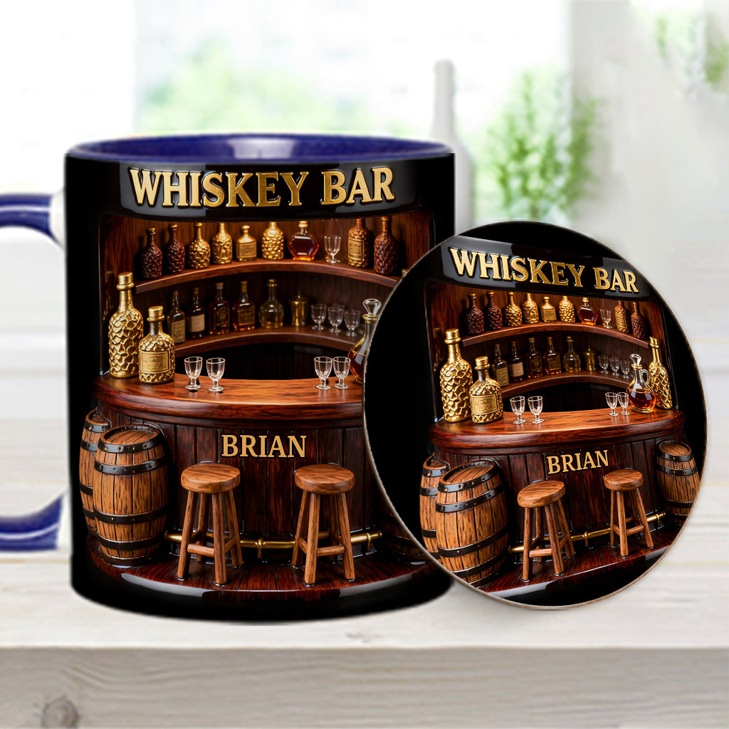 Bar à whisky - Mug et sous-verre personnalisés