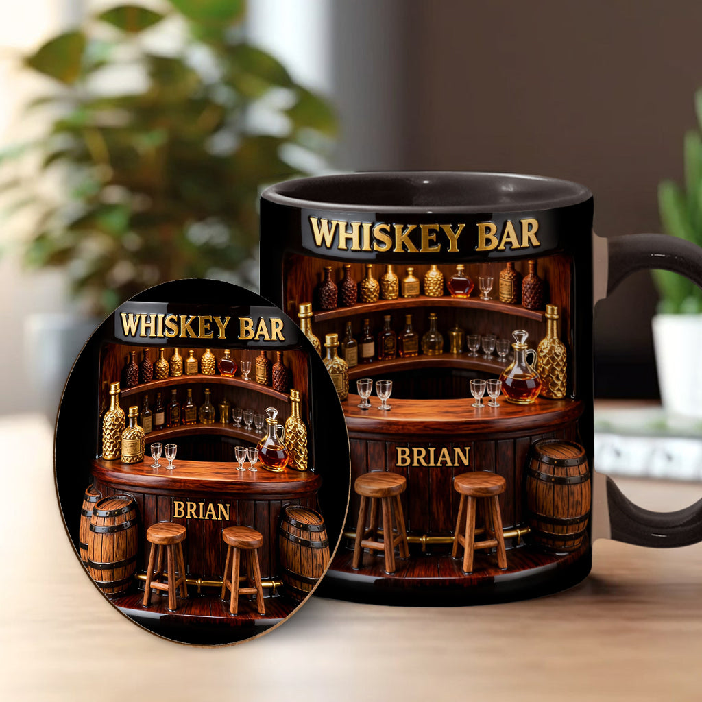 Bar à whisky - Mug et sous-verre personnalisés