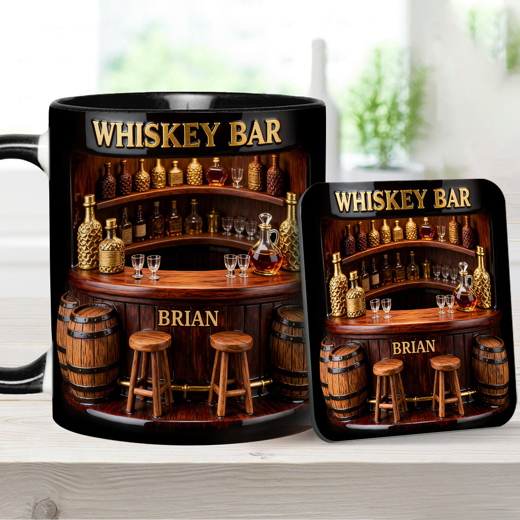 Bar à whisky - Mug et sous-verre personnalisés