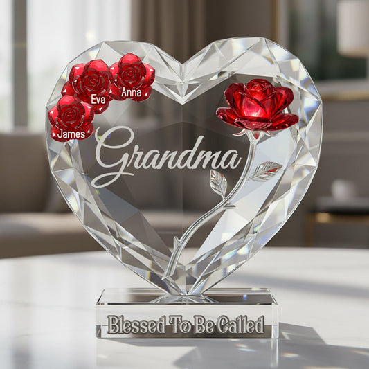 Heureuse d'être appelée grand-mère - Plaque acrylique personnalisée en forme de grand-mère