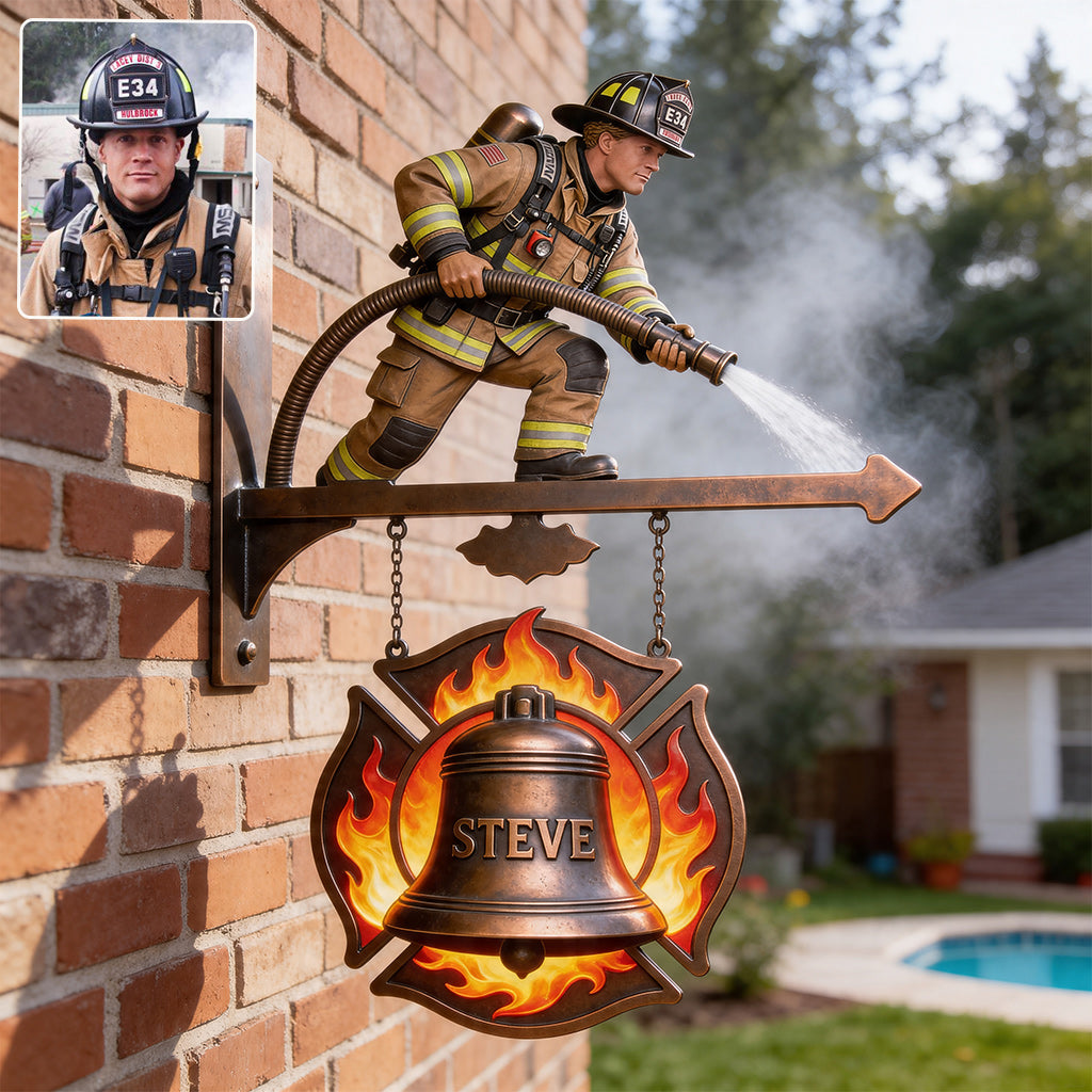 Proud Firefighter - Personalized Firefighter Wooden Wall Mount Sign