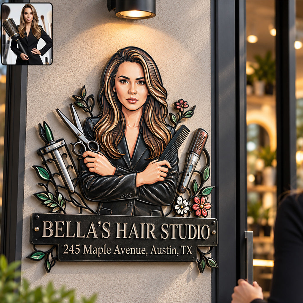 Meet The Owner - Personalized Hairdresser 3D Printed Cut Metal Sign