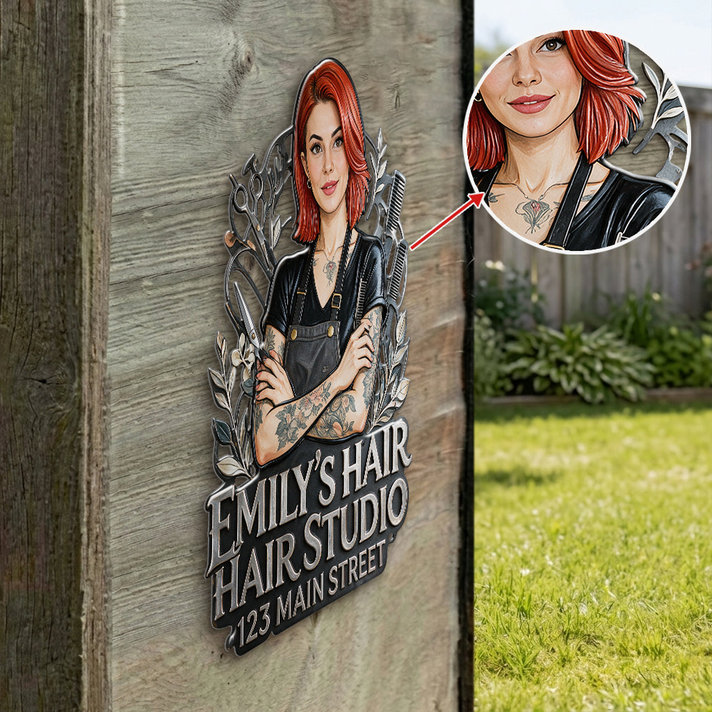 Meet The Owner - Personalized Hairdresser 3D Printed Cut Metal Sign