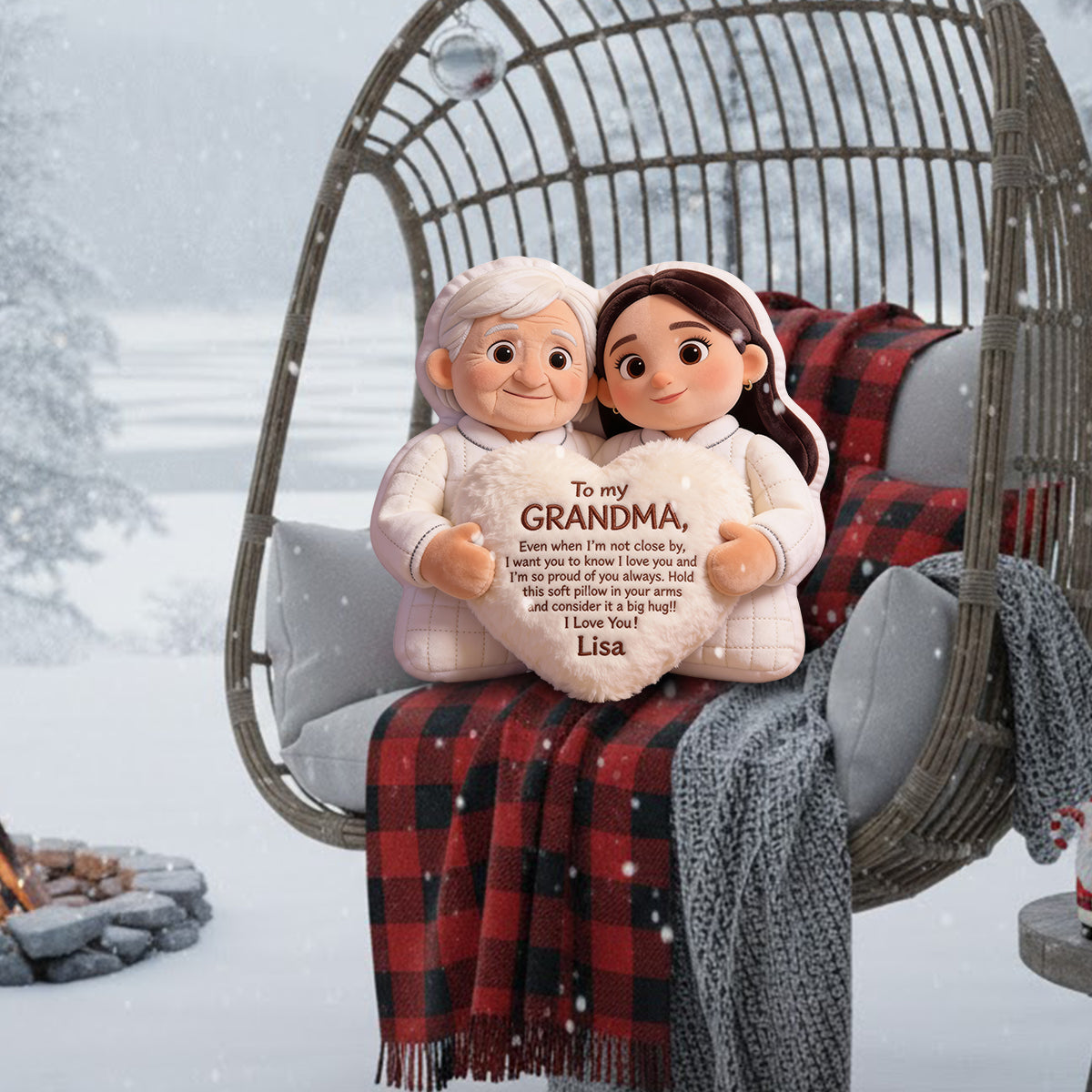 À ma grand-mère - Coussin personnalisé en fausse fourrure en forme de grand-mère