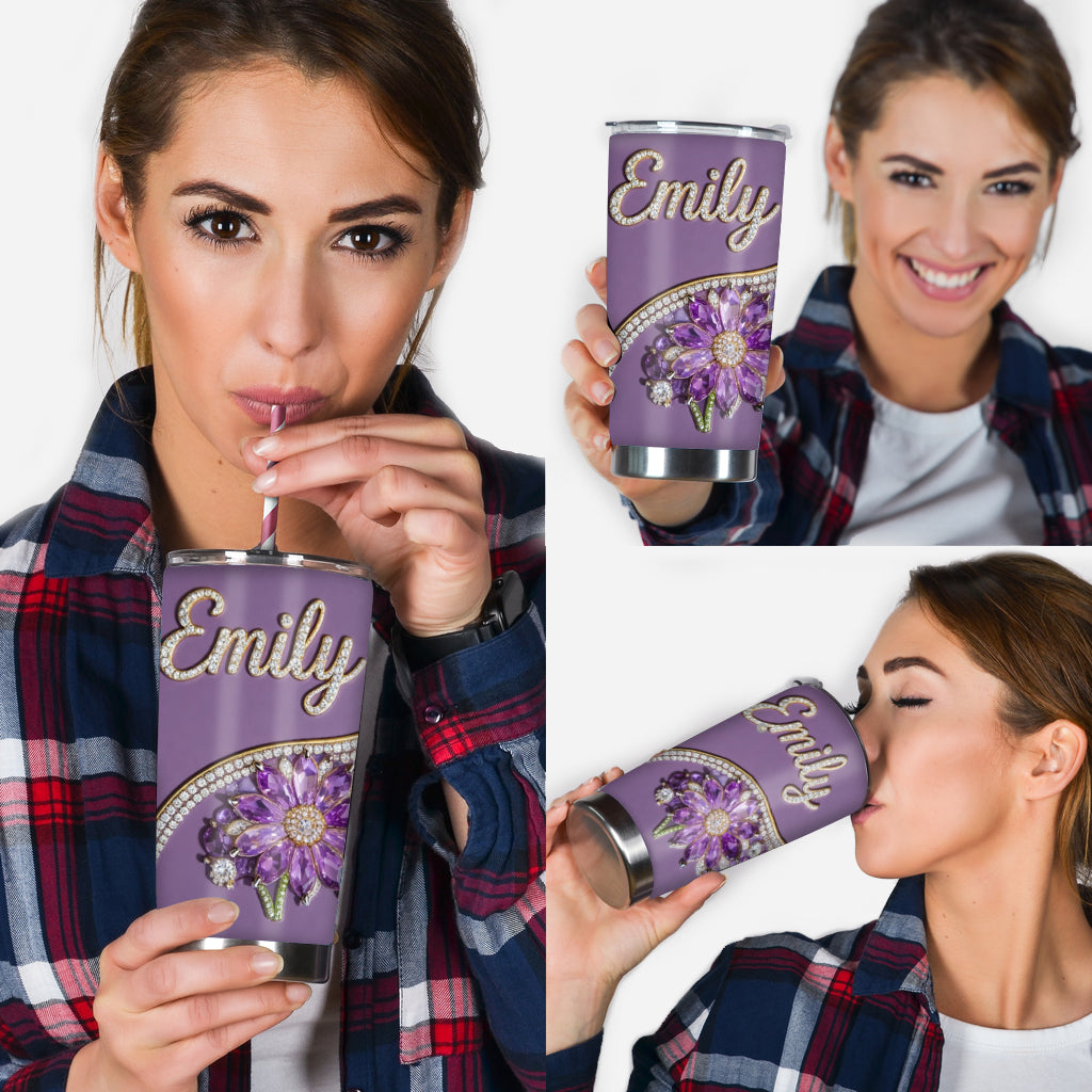 Amour de soi - Cadeau pour elle - Tasse personnalisée avec fleur du mois de naissance