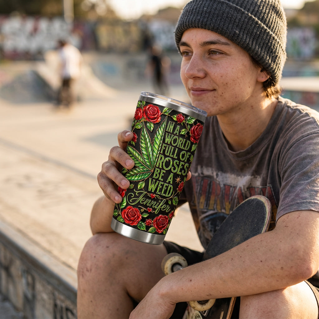 In A World Full Of Roses - Personalized Weed Tumbler