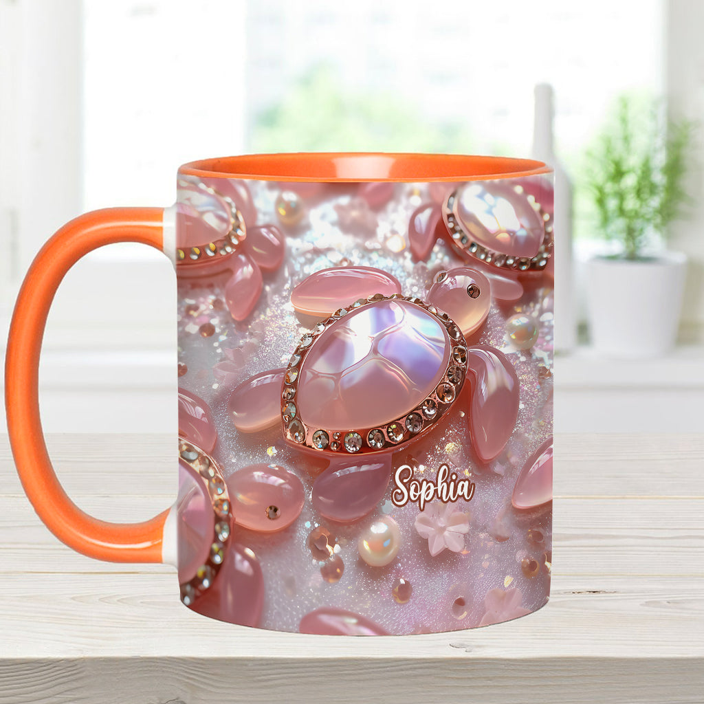 Mug personnalisé à motif tortue rose