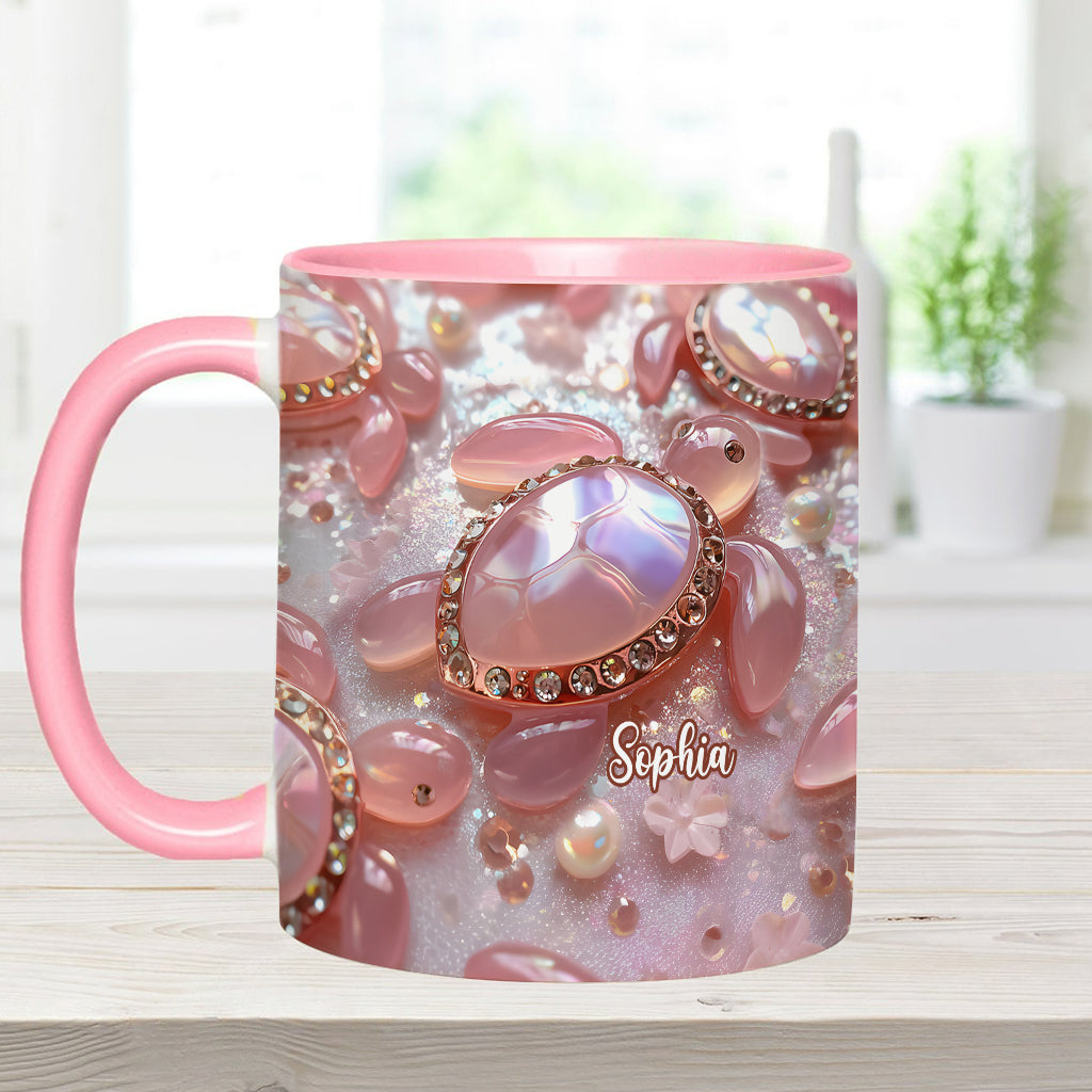 Mug personnalisé à motif tortue rose