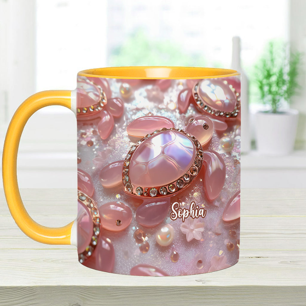 Mug personnalisé à motif tortue rose