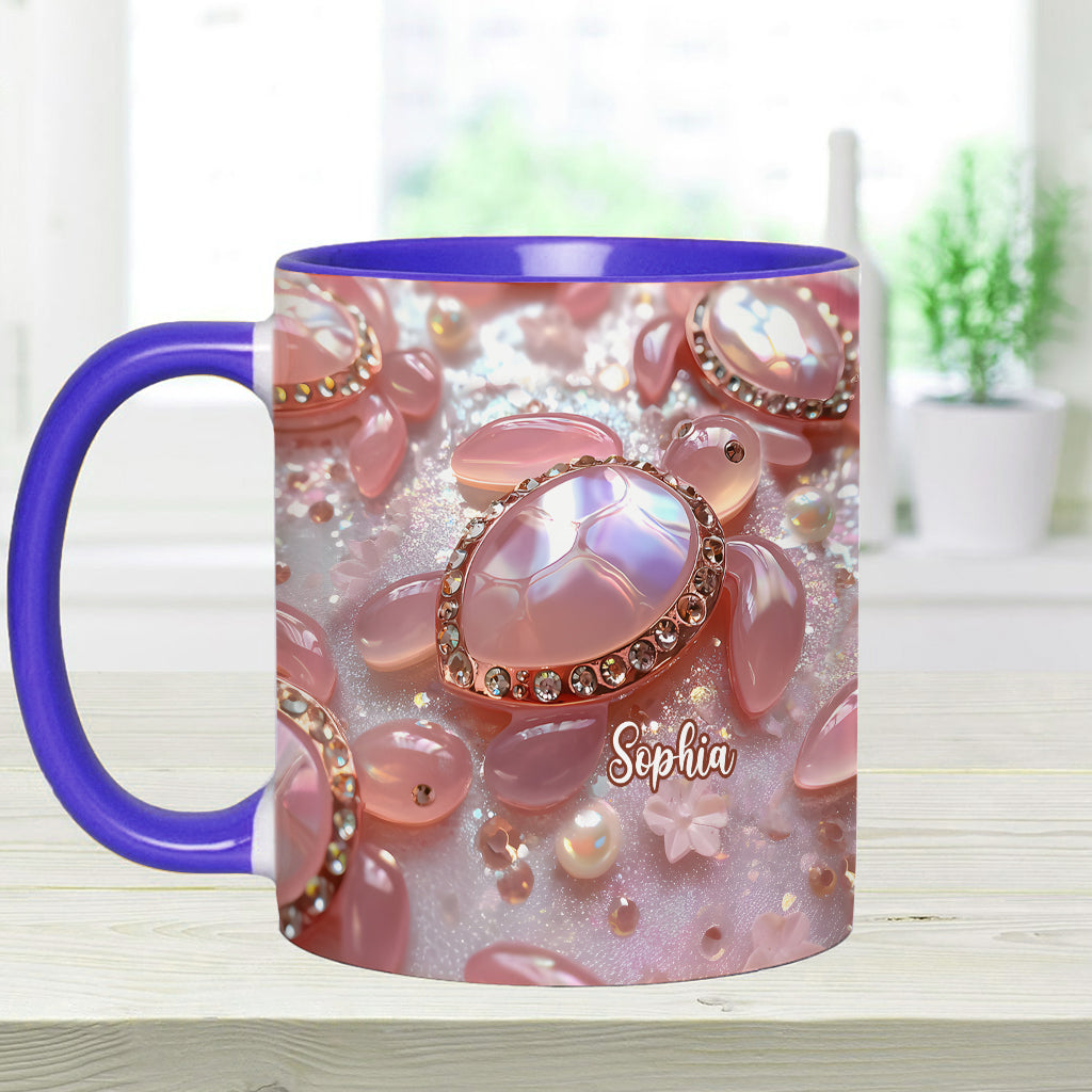 Mug personnalisé à motif tortue rose