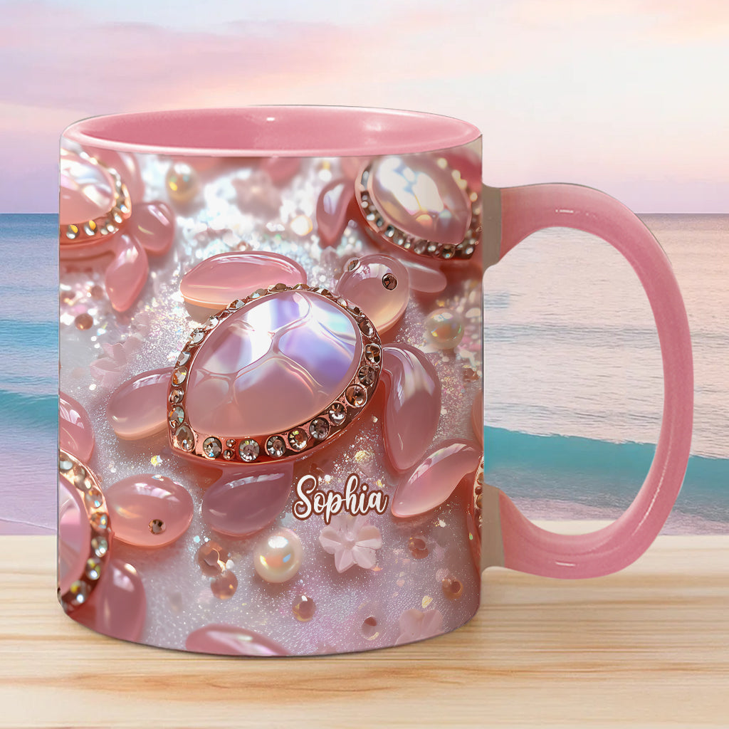 Mug personnalisé à motif tortue rose