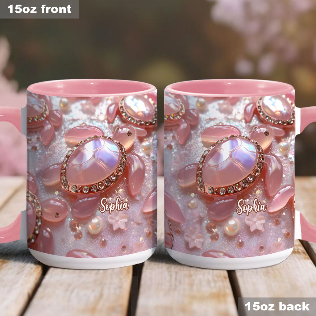 Mug personnalisé à motif tortue rose