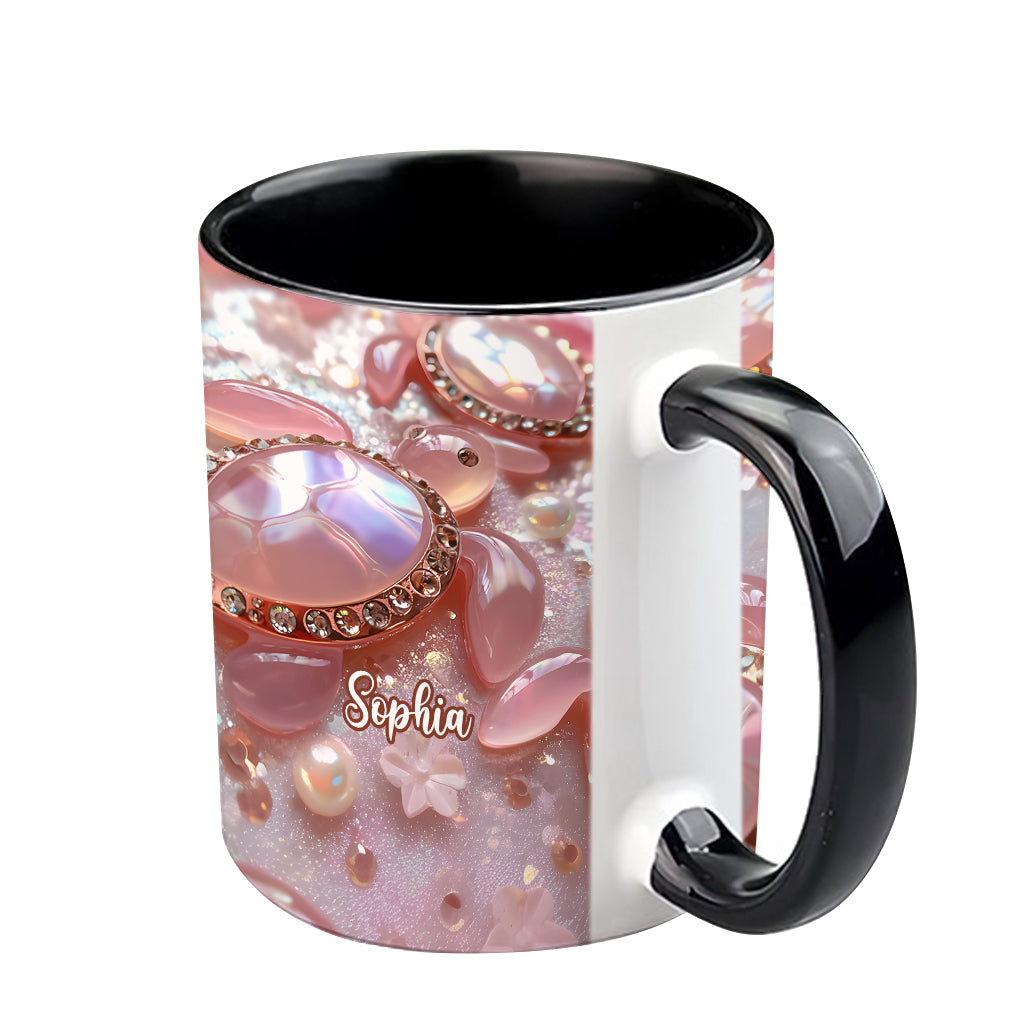 Mug personnalisé à motif tortue rose