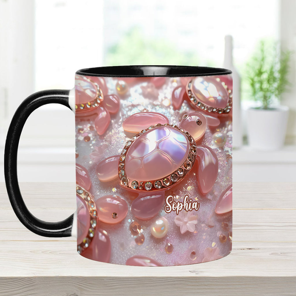 Mug personnalisé à motif tortue rose