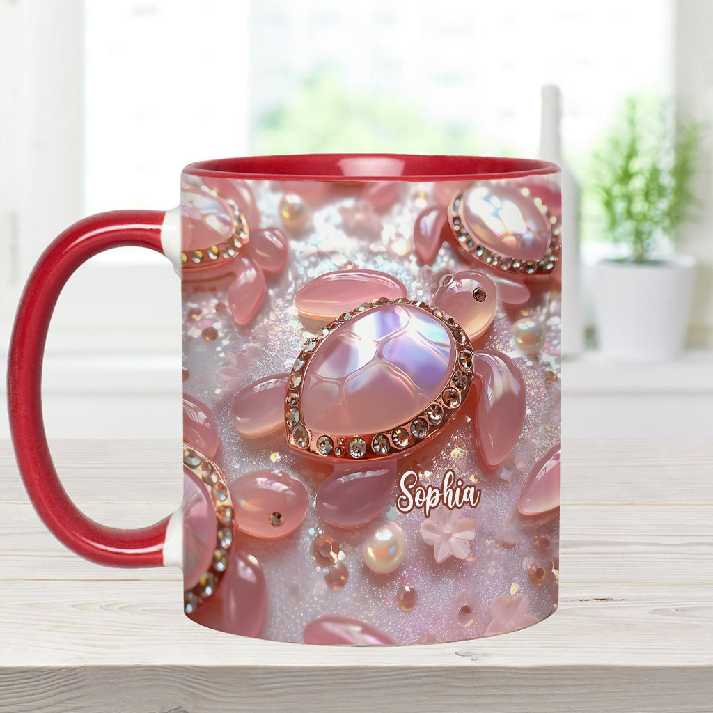 Mug personnalisé à motif tortue rose
