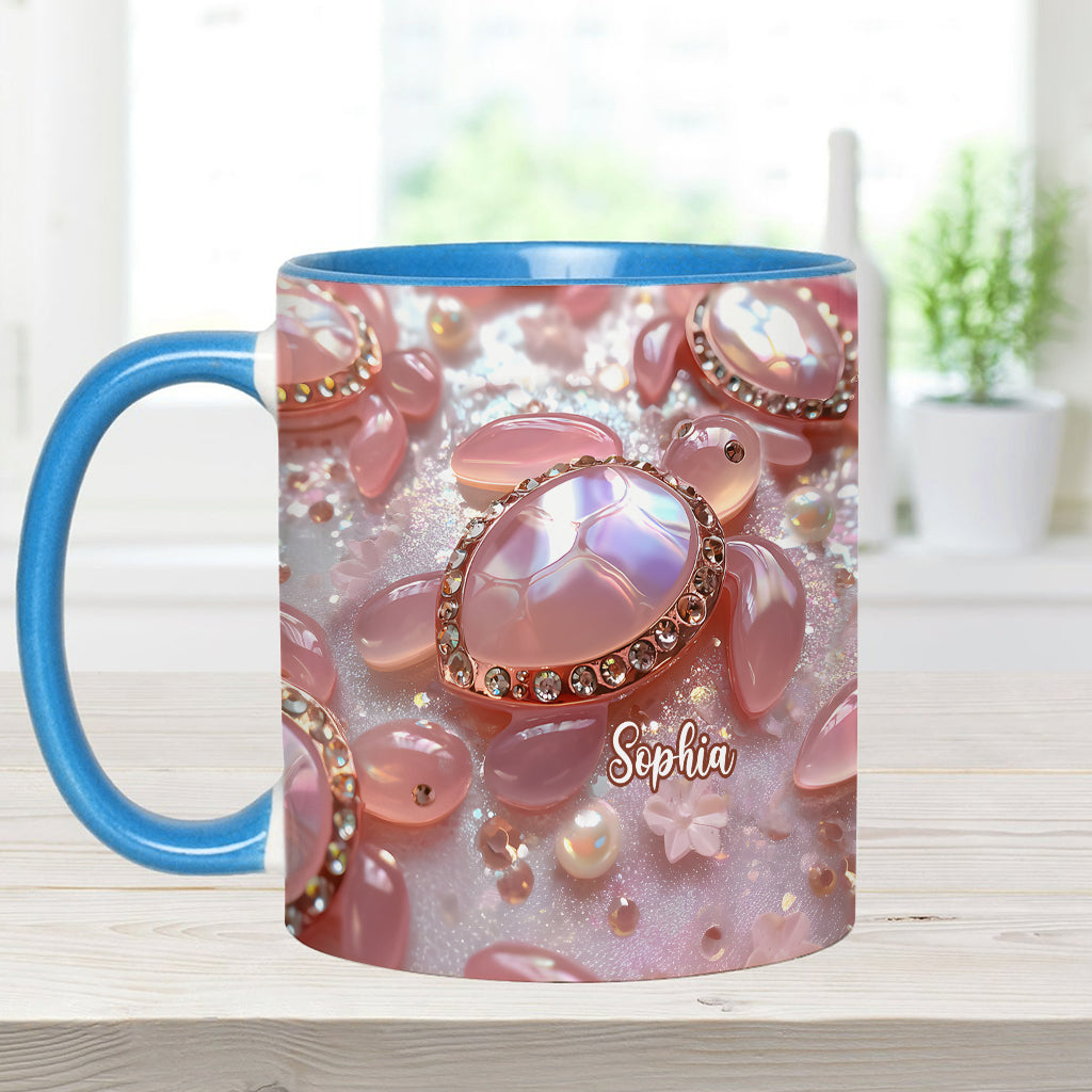 Mug personnalisé à motif tortue rose