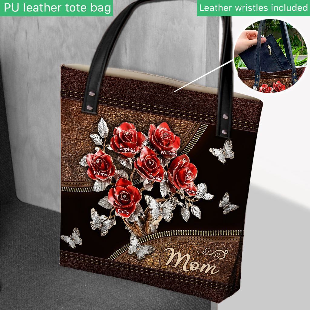 Magnifique sac fourre-tout personnalisé avec des roses, cadeau idéal pour maman, grand-mère…
