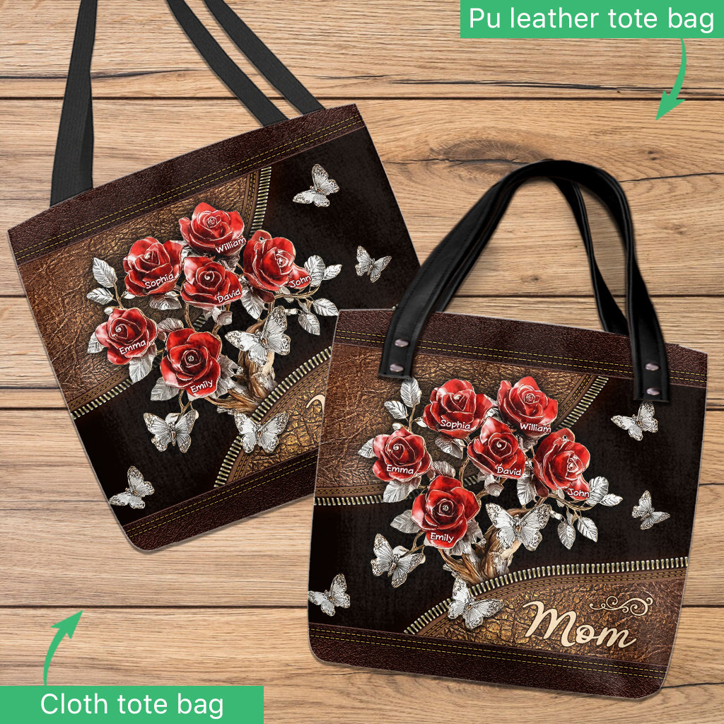 Magnifique sac fourre-tout personnalisé avec des roses, cadeau idéal pour maman, grand-mère…