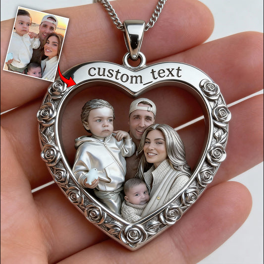 La meilleure famille du monde - Collier pendentif en métal personnalisé en forme de famille