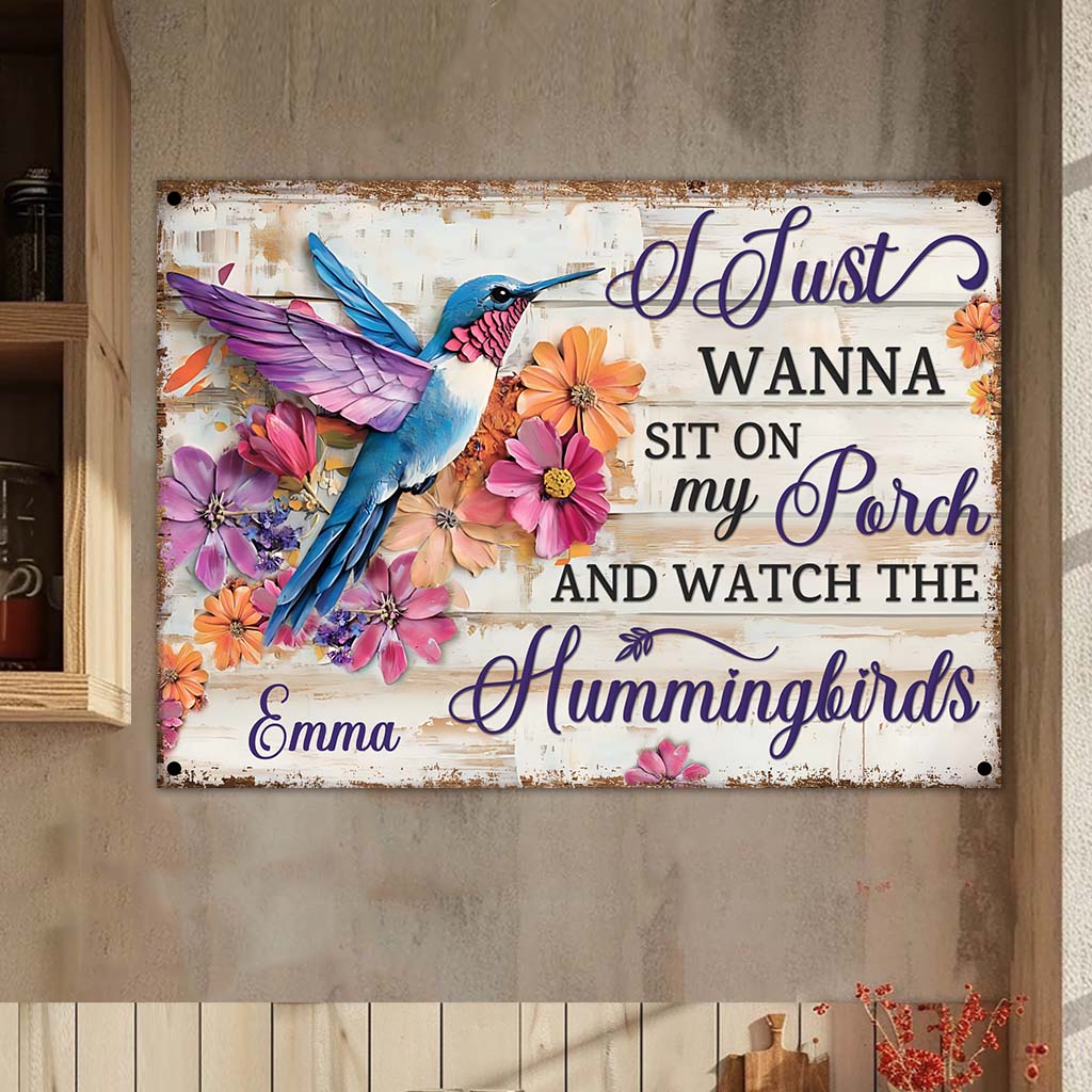 Colorful Hummingbird - Personalized Hummingbird Rectangle Metal Sign