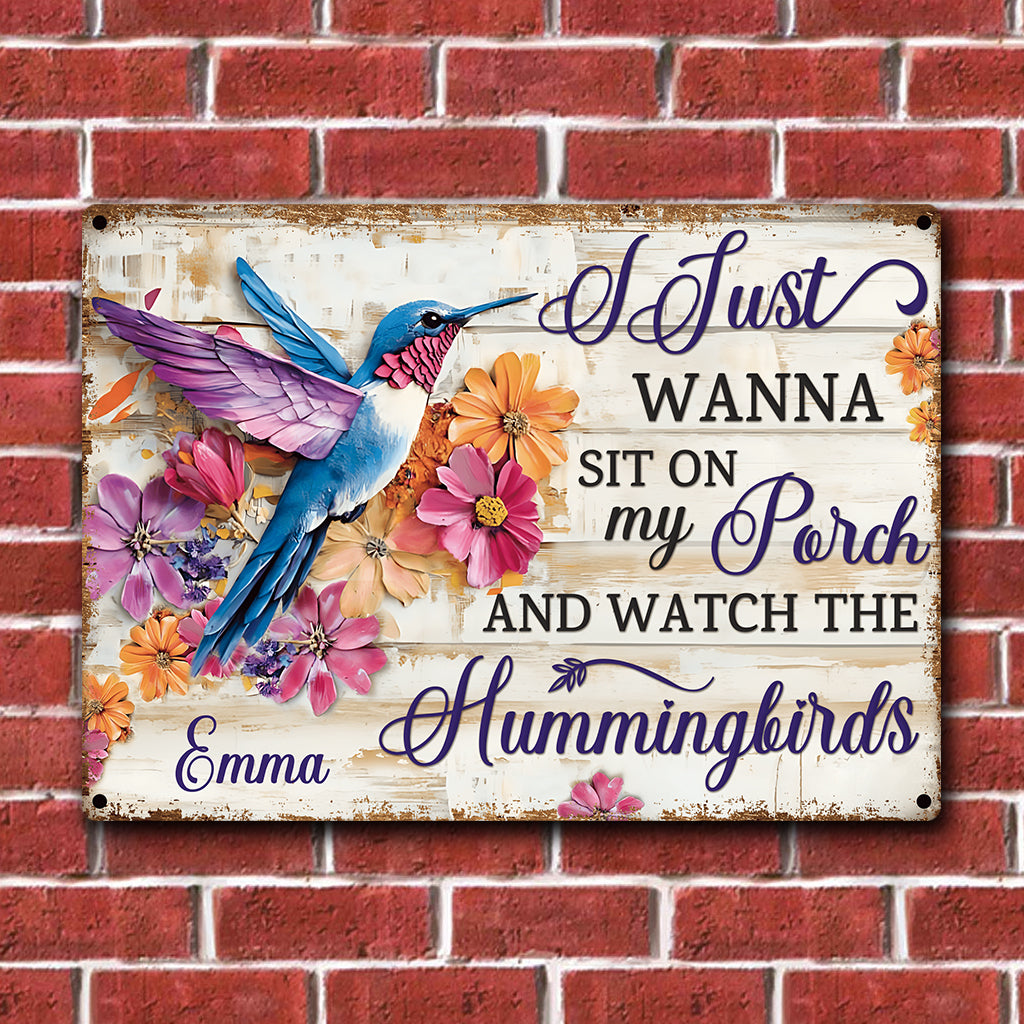 Colorful Hummingbird - Personalized Hummingbird Rectangle Metal Sign