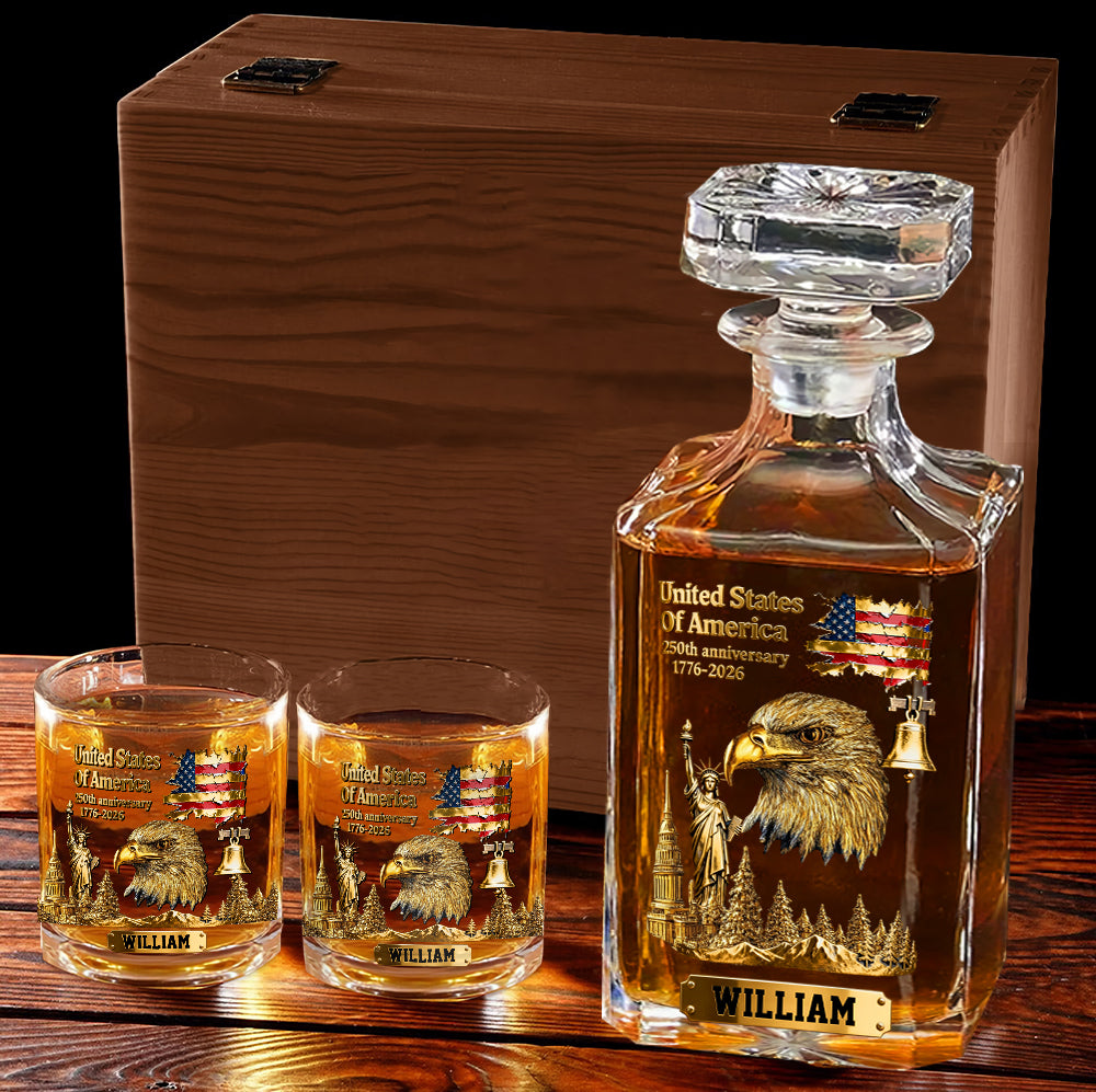 250th Anniversary - Personalized Bald Eagle Whiskey Glass