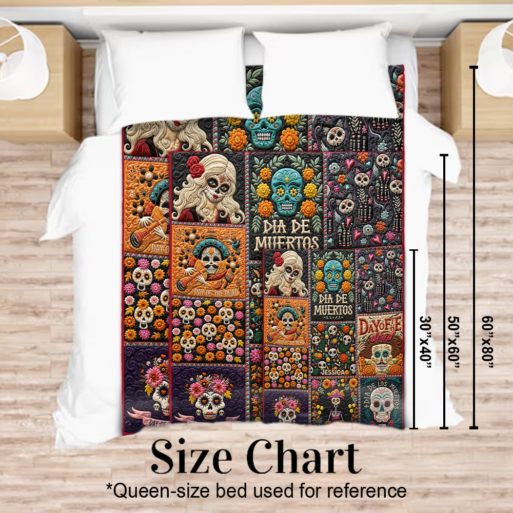 Day Of The Death - Personalized Latina Women Blanket