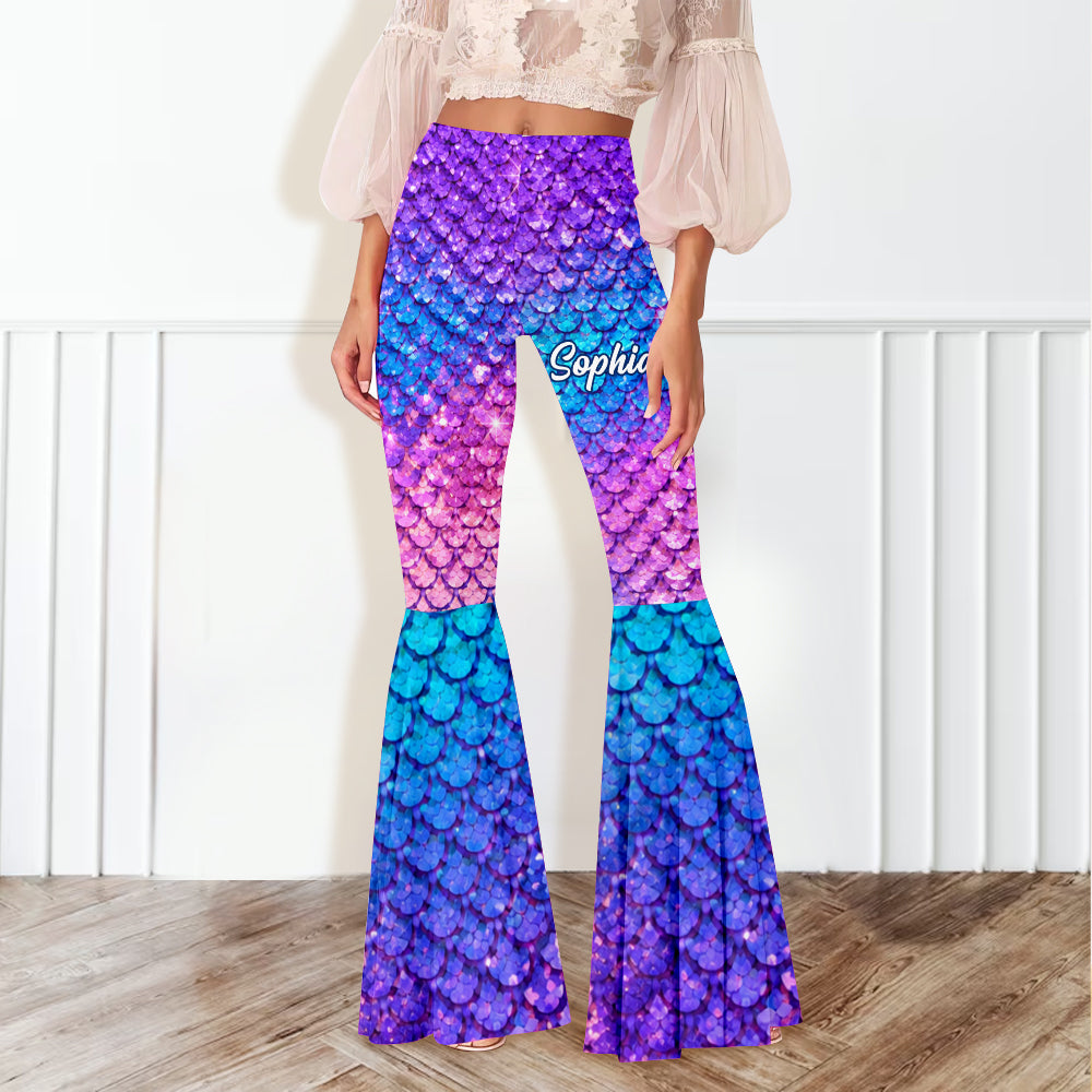 To Be A Mermaid - Personalized Mermaid Flare Leggings