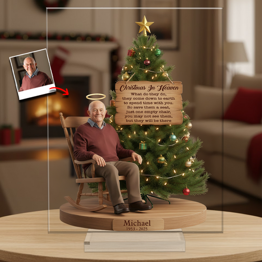 Noël au paradis - Plaque commémorative personnalisée en acrylique transparent