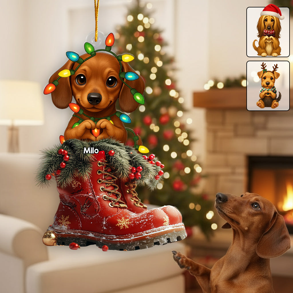 Bottes de Noël pour chien - Ornement personnalisé en forme de chien