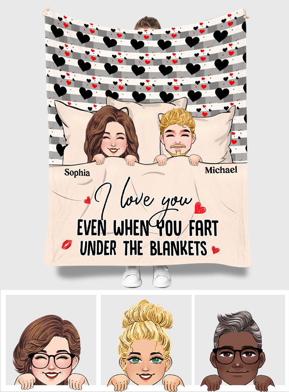 Je t'aime même quand tu pètes sous les couvertures - Couverture personnalisée pour couple