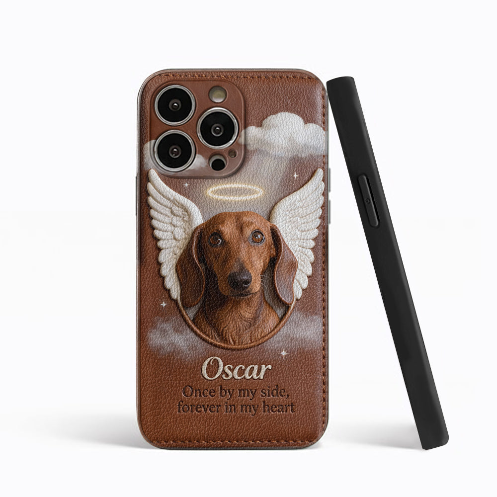 À mes côtés - Étui de téléphone personnalisé en cuir pour chien
