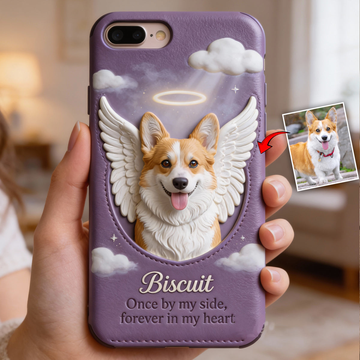 À mes côtés - Étui de téléphone personnalisé en cuir pour chien